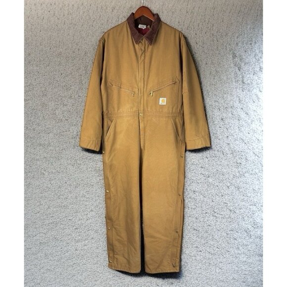 Vintage Carhartt Coveralls Mens 48R Duck Quilted Workwear Union Made USA 90s - Picture 1 of 14